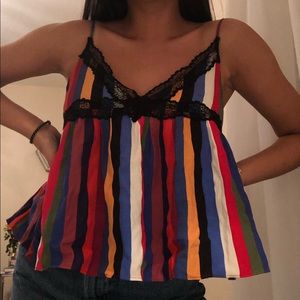 zara lace striped top